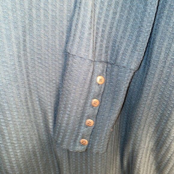 Chaser Women's Top L Thermal Tunic Top Teal Blue - Picture 3 of 5